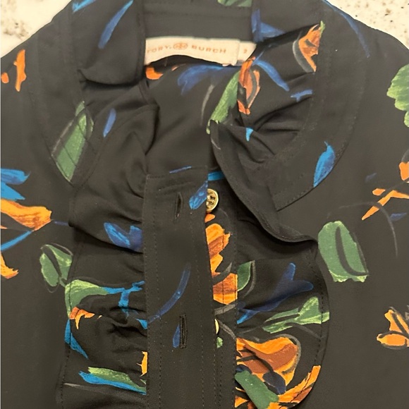 Tory Burch Black Dress with Vibrant Floral Accents - Picture 14 of 15